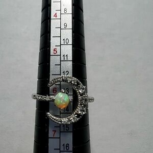 Dainty Opal & Quartz Silver Ring